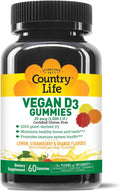 Country Life, Gomitas Veganas de Vitamina D3, 1000 UI, 60 Unidades
