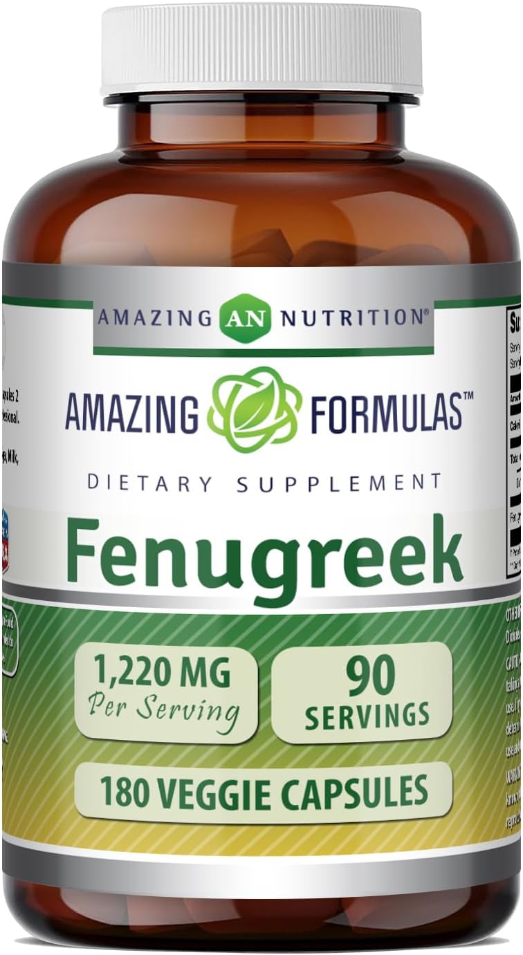 Amazing Formulas Fenugreek Seed 1220 mg - 180 Cápsulas Veganas