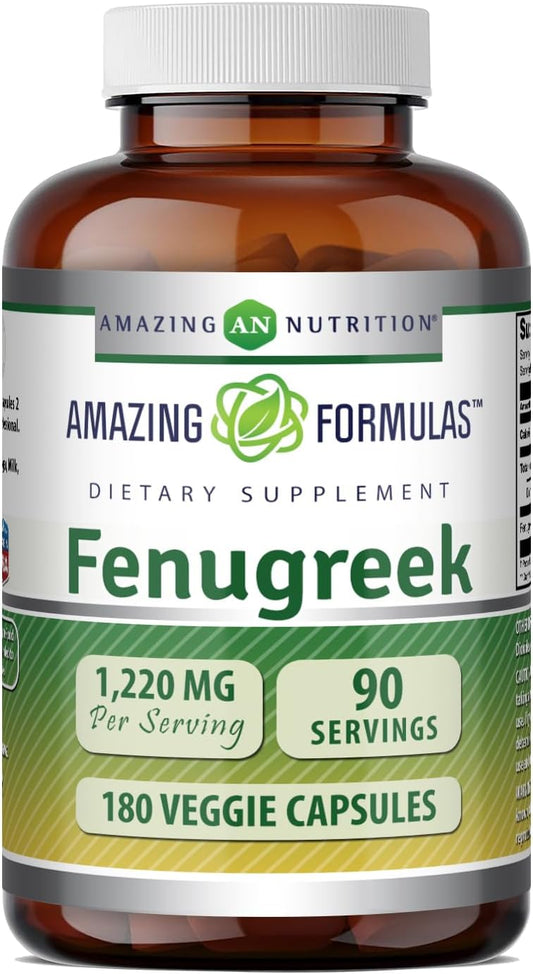 Amazing Formulas Fenugreek Seed 1220 mg - 180 Cápsulas Veganas