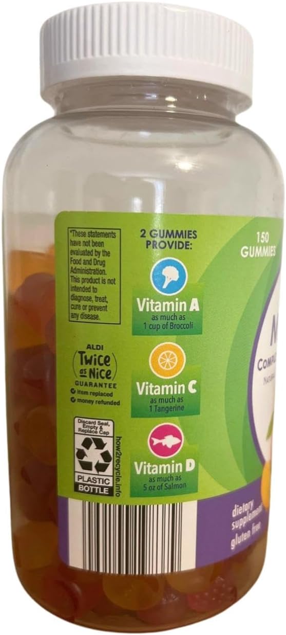 Multivite Complete Adult Multivitamin - Gomitas multivitamínicas con sabor natural, 150 unidades