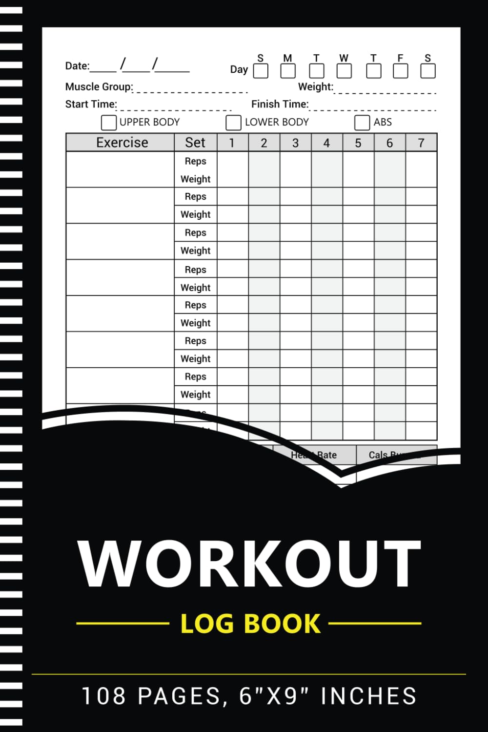Workout Log Book: Exercise & Weight Training Planner, Fitness Record Tracker for Men and Women - 108 Pages, 6"x9" Inches