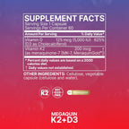 Microbiome Labs MegaQuin D3 + K2 - Vitamina D3 5000 UI y K2 MK-7 - 60 Cápsulas