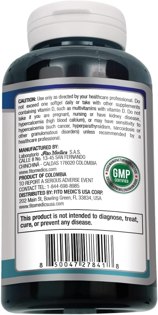 FITO MEDIC'S Lab Vitamina D3 5000 UI – 360 Cápsulas Blandas