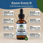 Pure Mountain Botanicals Complejo B Líquido - Vitaminas B12 y B6 - Sabor Frambuesa - Kosher No GMO - 30 Dosis