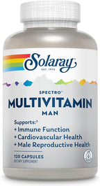 Solaray Spectro Multivitamínico para Hombres - 45 Vitaminas y Minerales con CoQ10, Zinc y Enzimas Digestivas - 30 Cápsulas