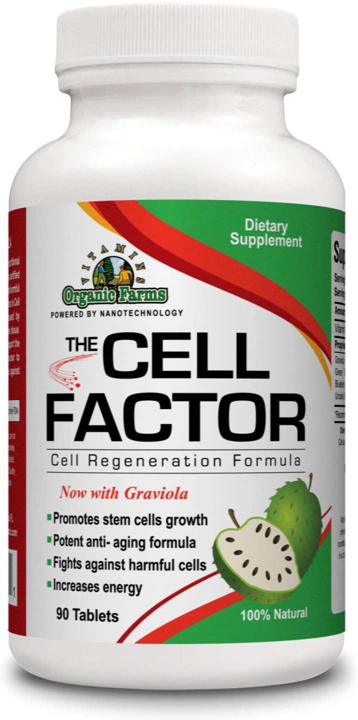 Organic Farms Vitamins Cell Factor Graviola - Cellular Regeneration Formula - 100% Natural
