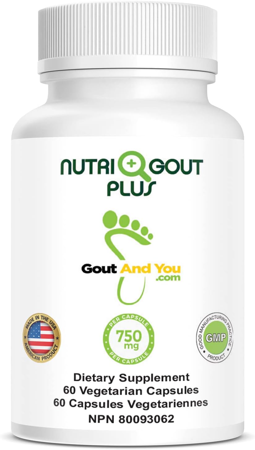 Gout and You NutriGout Plus - Suplemento para el Ácido Úrico - 60 Cápsulas Vegetarianas - 750 mg por Cápsula