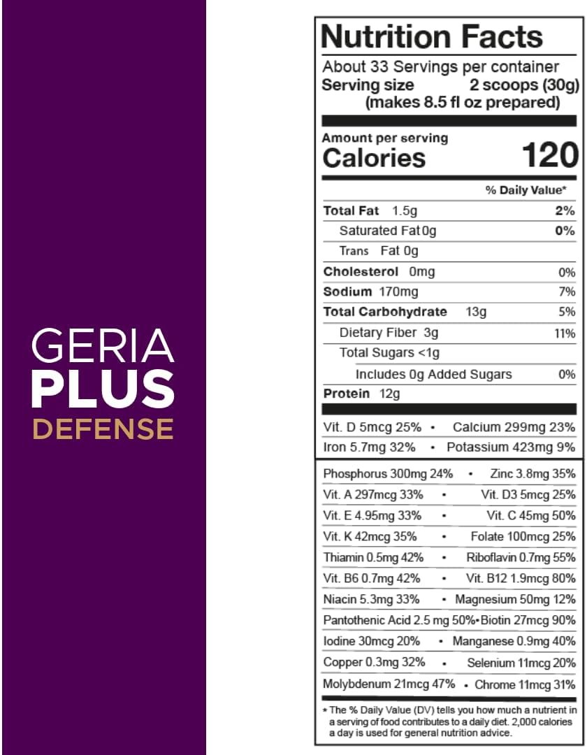 Geriaplus High Protein Nutrition Shake para Mayores, Vainilla, 1000g
