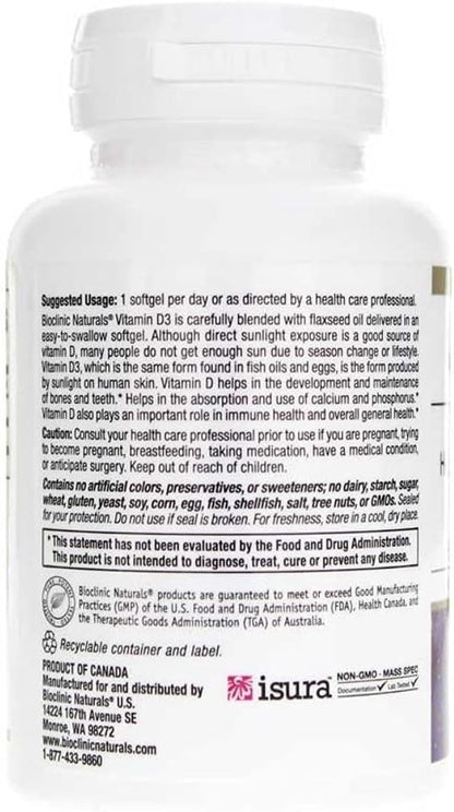 Bioclinic Naturals Vitamin D3 2,000 I.U. 180 – Función muscular: Contribuye al funcionamiento normal de los – Image 3