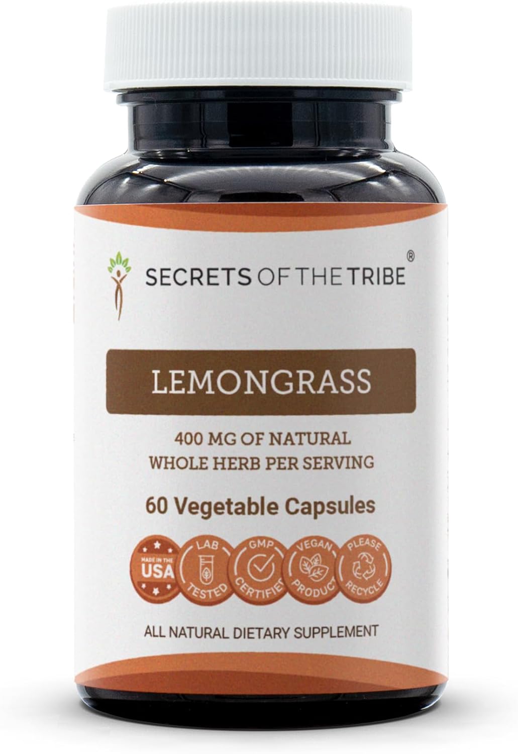 Secrets of the Tribe Lemongrass (Cymbopogon Citratus) 120 Cápsulas, 400 mg
