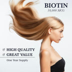 Puregen Labs Biotina 10.000 mcg – 360 Comprimidos Vegetarianos – Apoyo para Cabello, Piel y Uñas