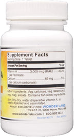Wonder Laboratories Vitamina A 10.000 UI, como Palmitato, de Aceite de Hígado de Bacalao – 100 Comprimidos