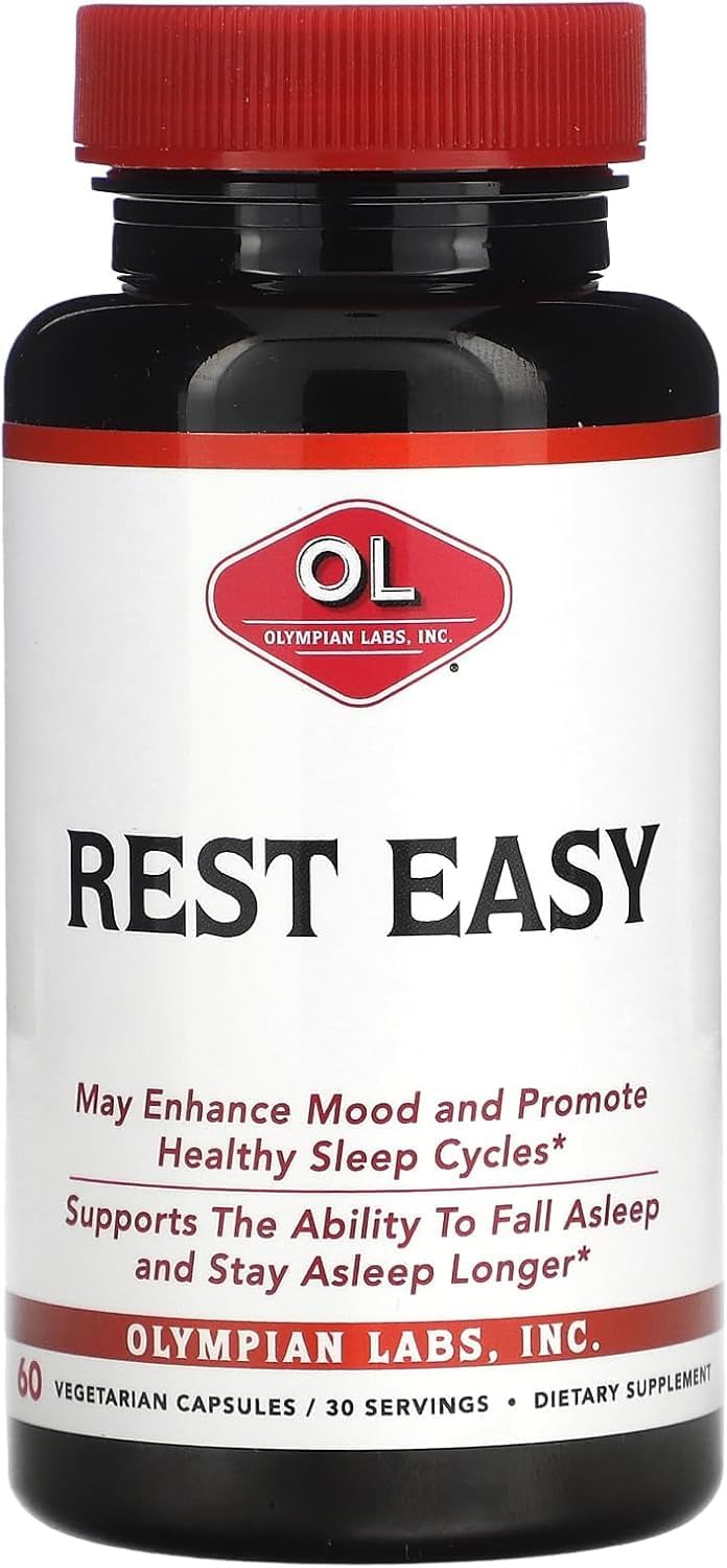 Olympian Labs Rest Easy Melatonin & Sleep Herbs - 60 Vegan Capsules
