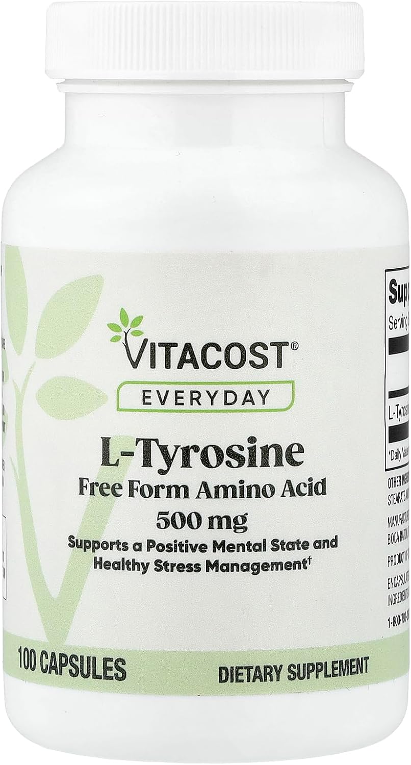 Vitacost Everyday, L-Tirosina, 500 mg, 100 Cápsulas