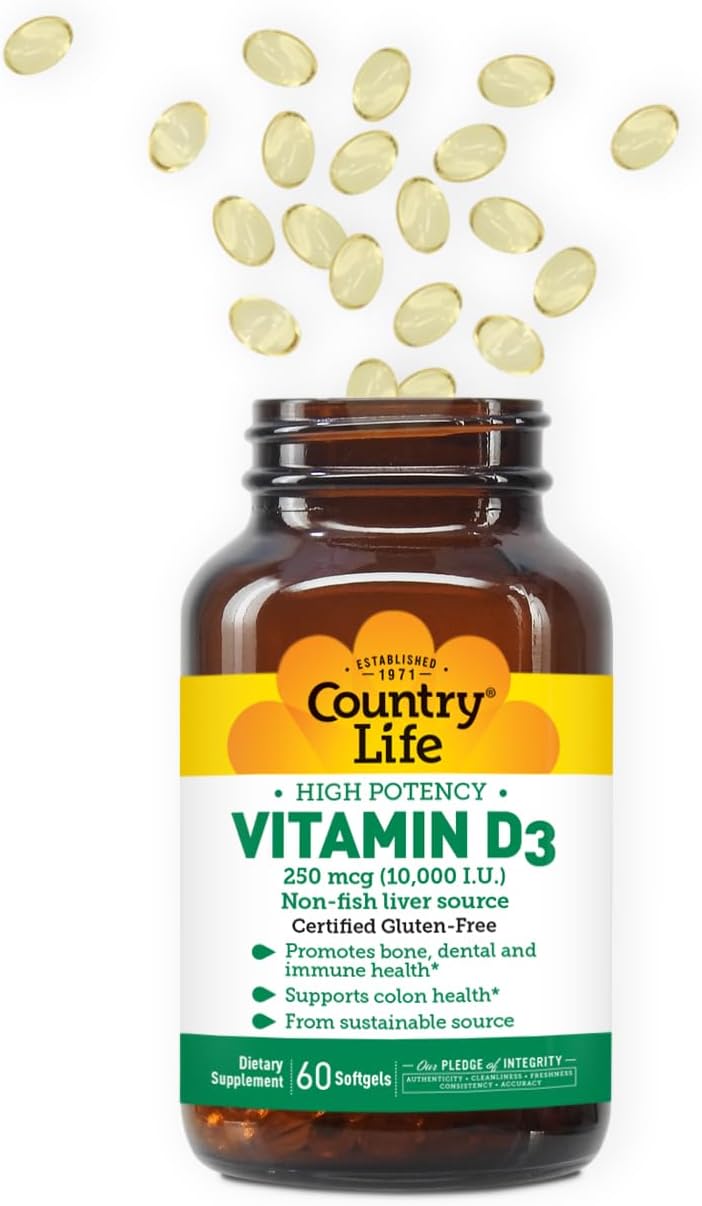 Country Life Vitamina D3 10.000 UI – 60 Cápsulas Blandas
