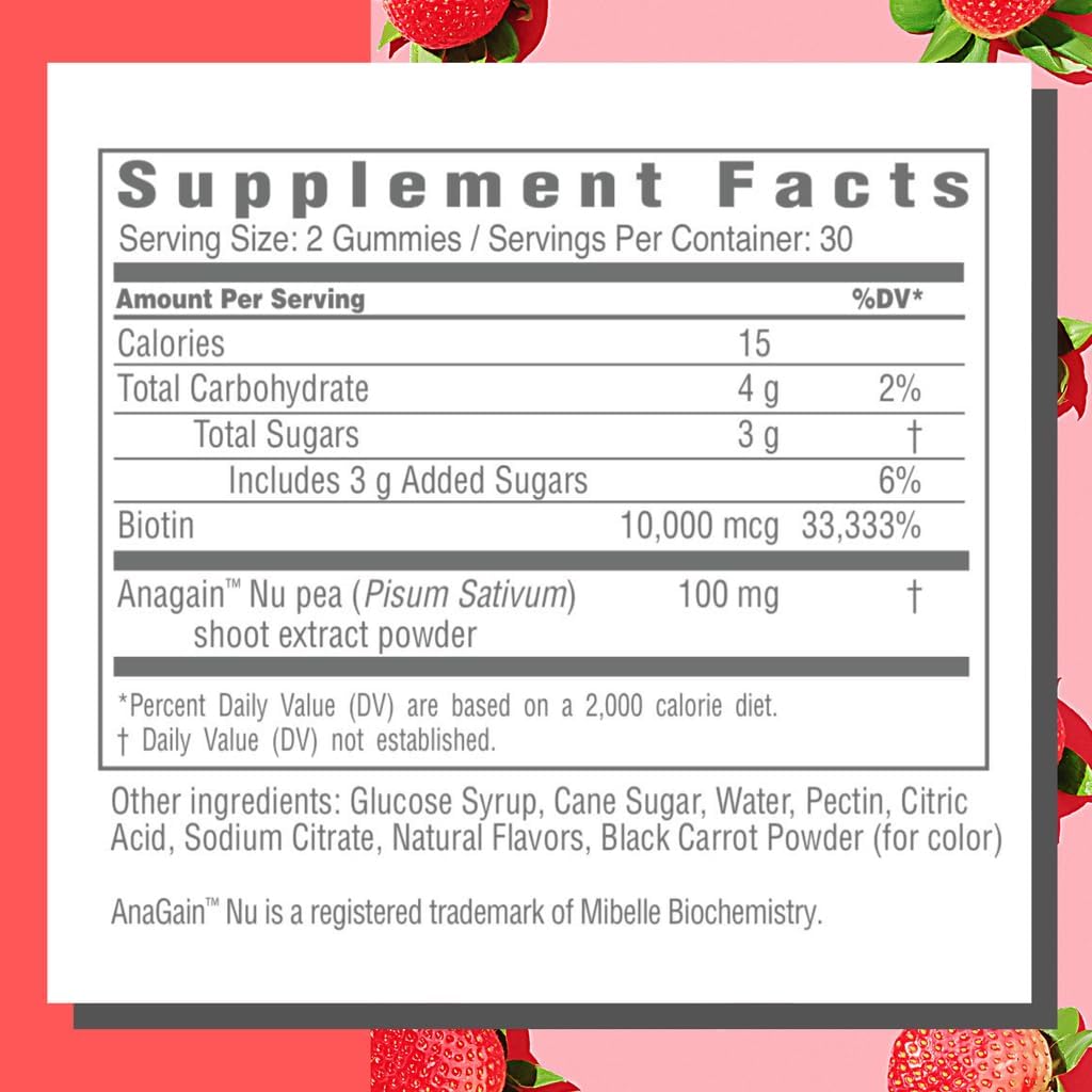 Consult Health BIOTIN GAIN Gummies con ANAGAIN - 10.000 mcg de Biotina - 60 Gominolas
