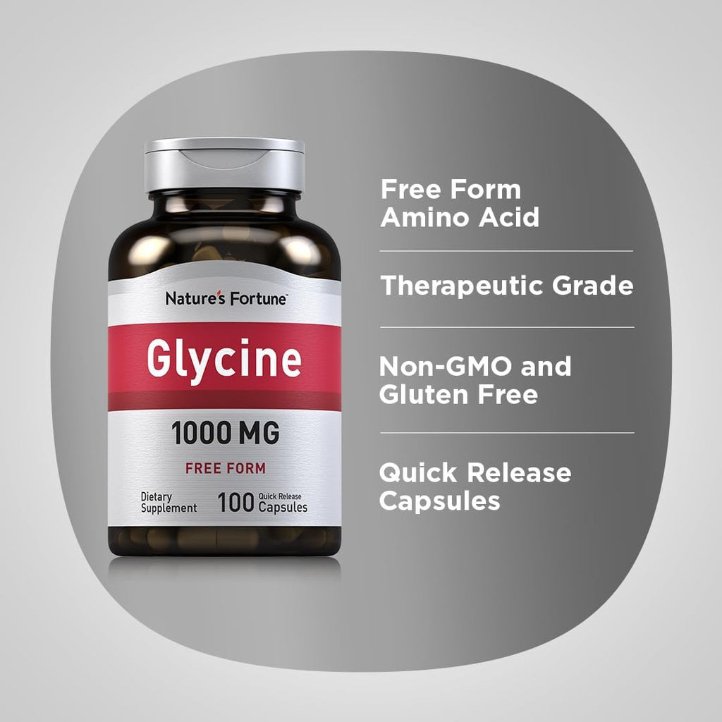 Piping Rock Glicina Cápsulas 1000mg | 100 Cápsulas | Libre de OGM, Sin Gluten