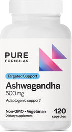 PureFormulas Ashwagandha 500 mg, 120 Cápsulas - Suplemento Adaptógeno