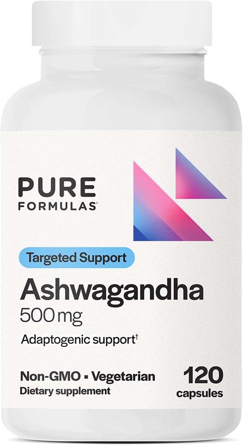 PureFormulas Ashwagandha 500 mg, 120 Cápsulas - Suplemento Adaptógeno