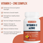 Nature4U Vitamina C 1000 mg con Zinc, Escaramujo y Bioflavonoides Cítricos, 120 Cápsulas