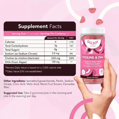 GOJOY NATURALS Gominolas prenatales con colina y DHA - Para preconcepción, embarazo y posparto - Colina bitartrato 250mg + – Image 6