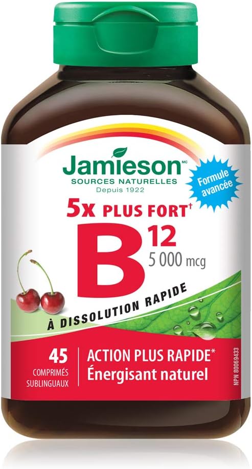 Jamieson Vitamina B12 5.000 mcg, 45 comprimidos – Metilcobalamina de alta potencia