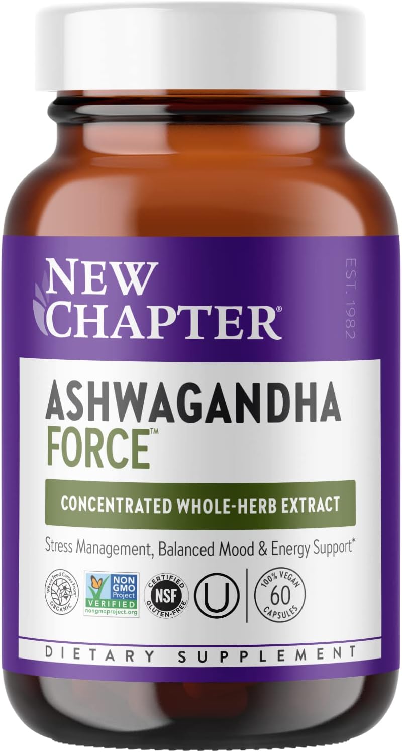 New Chapter Ashwagandha Orgánica, Suplemento Adaptógeno - 60 Cápsulas