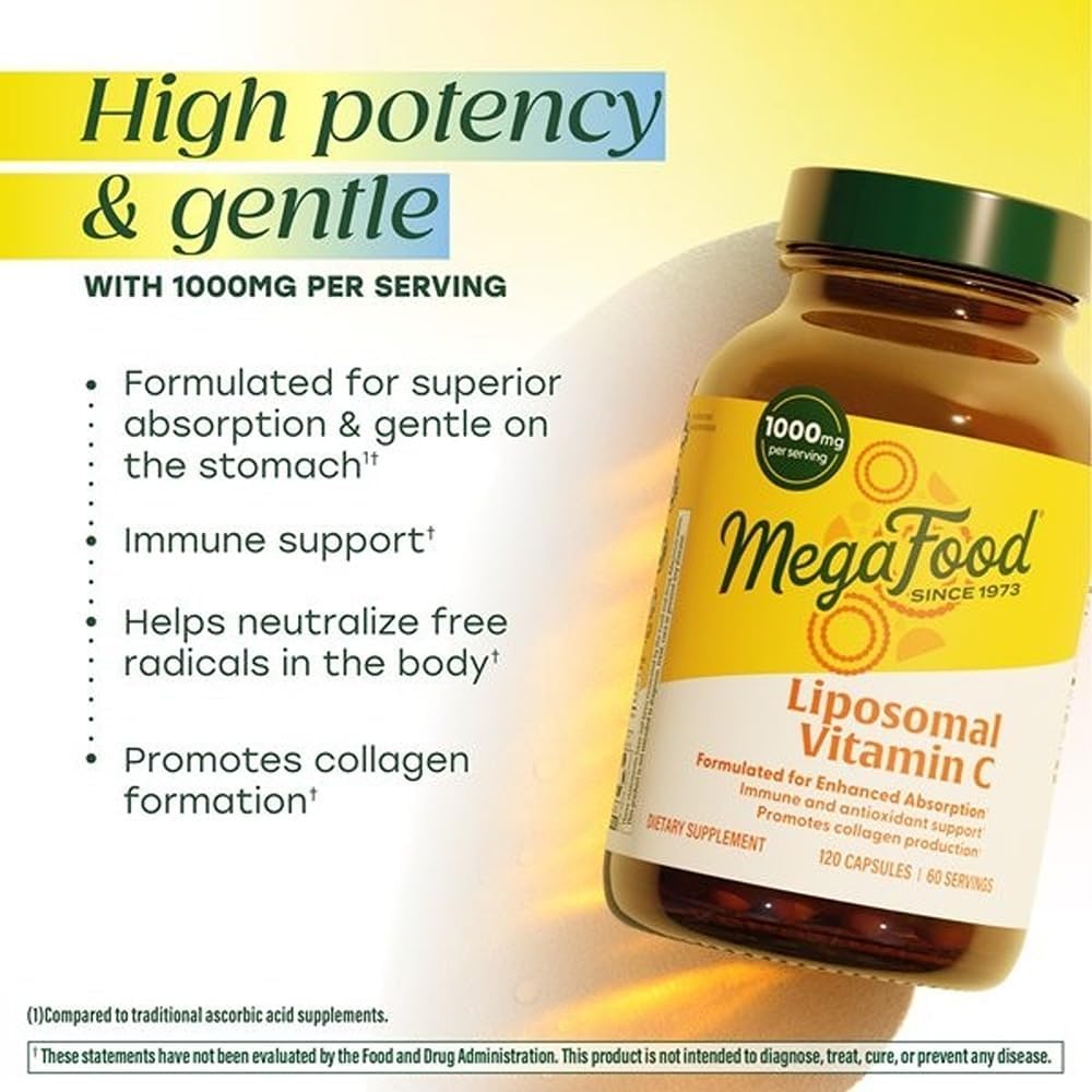 MegaFood Vitamina C Liposomal, 1000 mg por Dosis, 120 Cápsulas