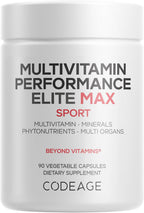 Codeage Multivitamin Performance Elite Max – Multivitamínico diario con vitaminas A, complejo B, C, D3, E y vitamina K (MK-4, MK-7), minerales, botánicos, mezcla de órganos de res alimentada con pasto y luteína – 90 cápsulas