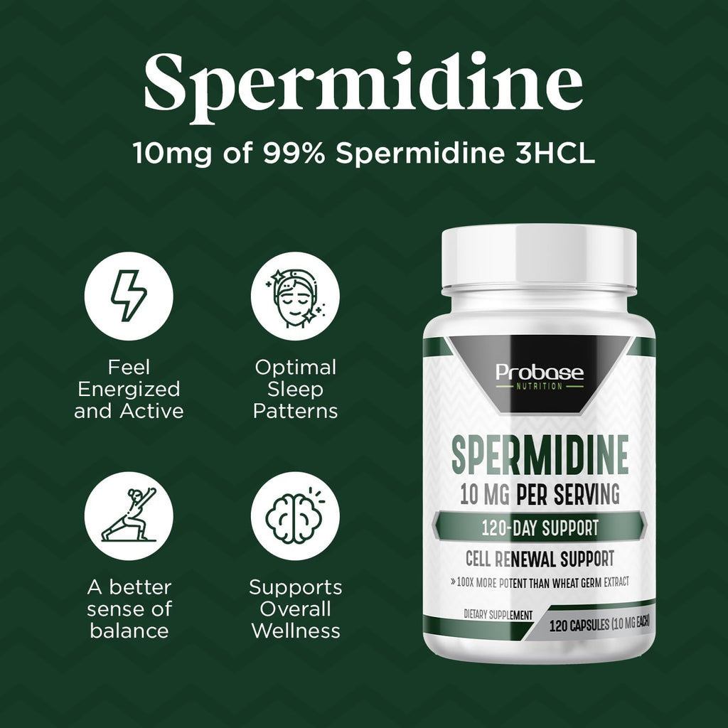 Probase Nutrition Spermidina (10mg de Spermidina 99% 3HCL) 120 Cápsulas