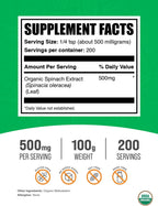 BulkSupplements.com Organic Spinach Extract Powder - 100g (3.5 oz)