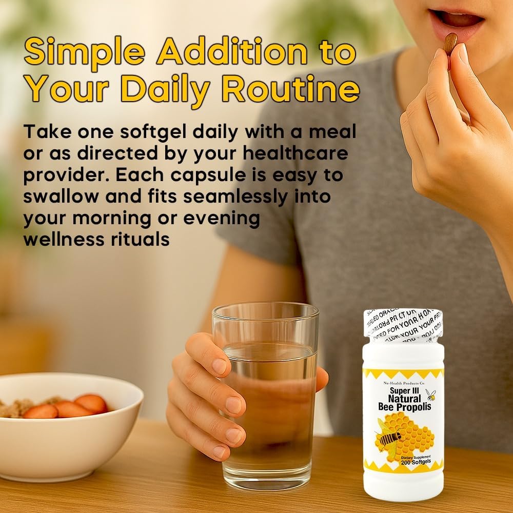 Nu-Health Super III Natural Bee Propolis, Vitamin C Zinc, 200 Softgels