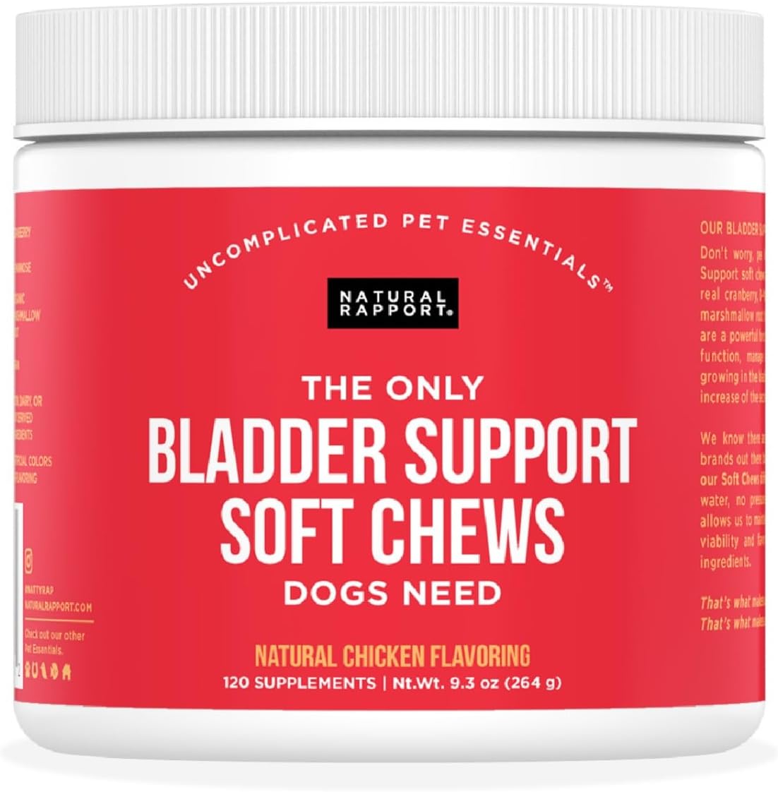 Natural Rapport Suplemento para la Vejiga del Perro - 120 Masticables