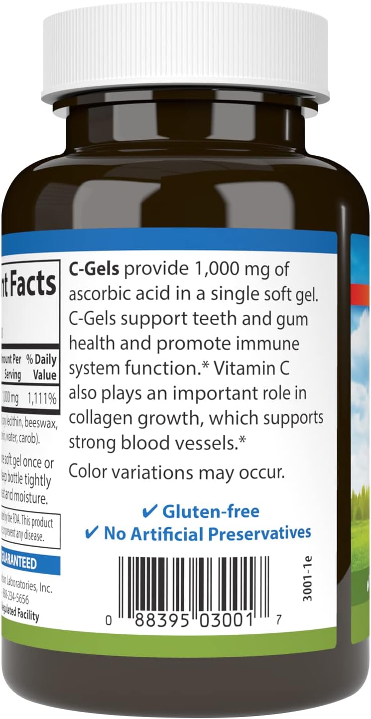 Carlson C-Gels, 1000 mg, Vitamina C en cápsulas blandas, 100 cápsulas