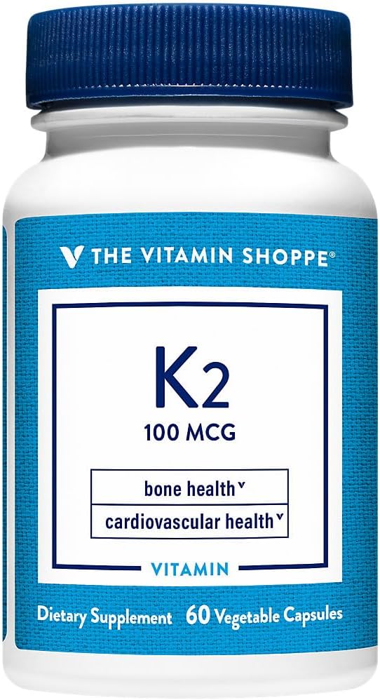 The Vitamin Shoppe Vitamina K2 MK-7 100 mcg - Menaquinona-7 | 60 Cápsulas | Vegano