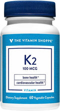 The Vitamin Shoppe Vitamina K2 MK-7 100 mcg - Menaquinona-7 | 60 Cápsulas | Vegano