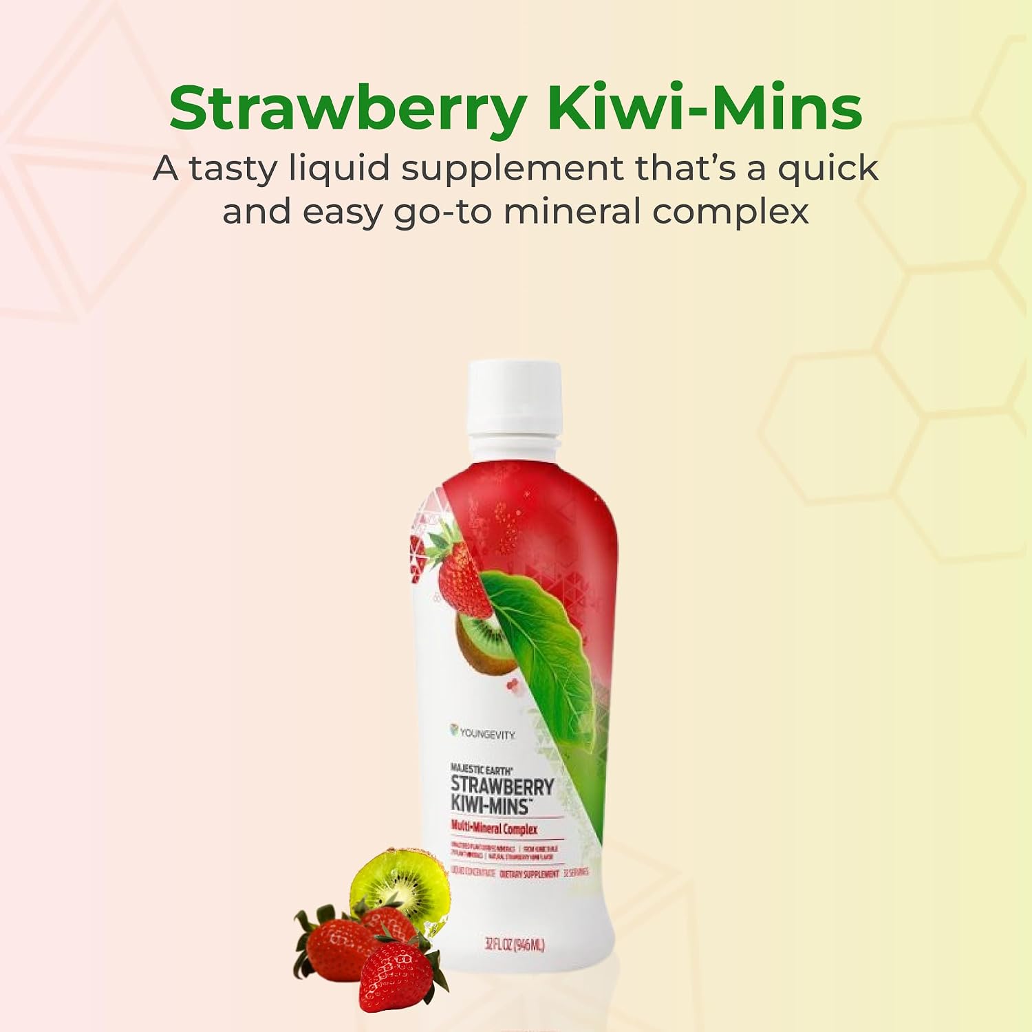Youngevity Strawberry Kiwi-Mins Complejo Mineral Líquido de Origen Vegetal - 946 ml