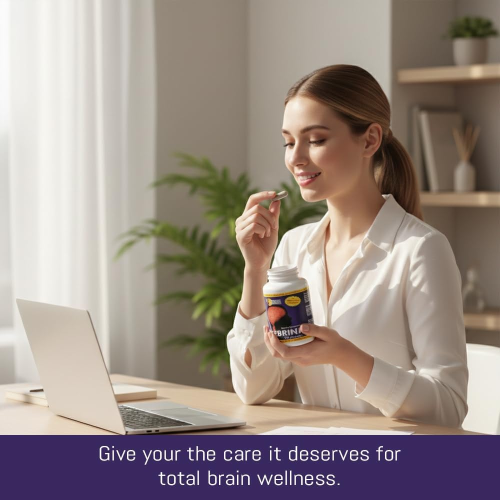 Sunshine Naturals Cerebrina con Ginkgo Biloba y L-Glutámico – 90 Cápsulas – Fórmula de apoyo cognitivo para adultos