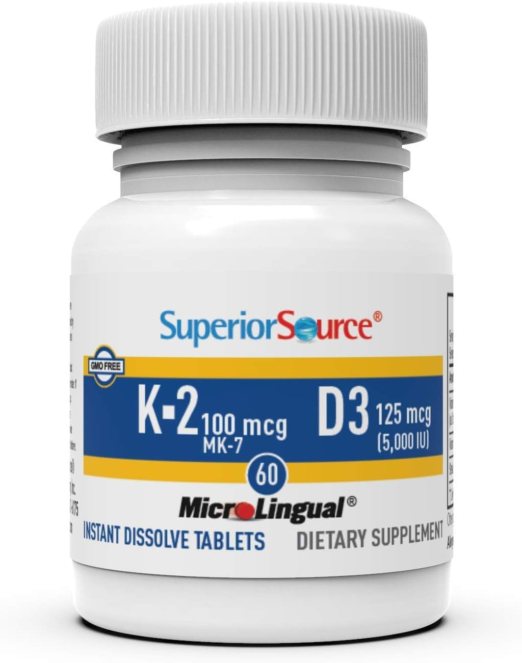Superior Source K2 (MK-7) 100 mcg con D3 (5000 UI) - 60 Comprimidos Sublinguales