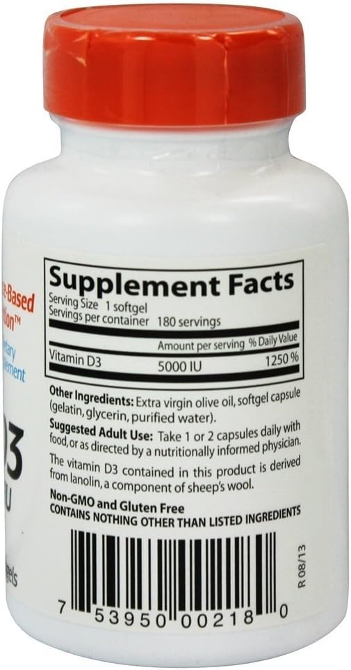 Doctor's Best Vitamin D3 5000 IU, 180 Softgels