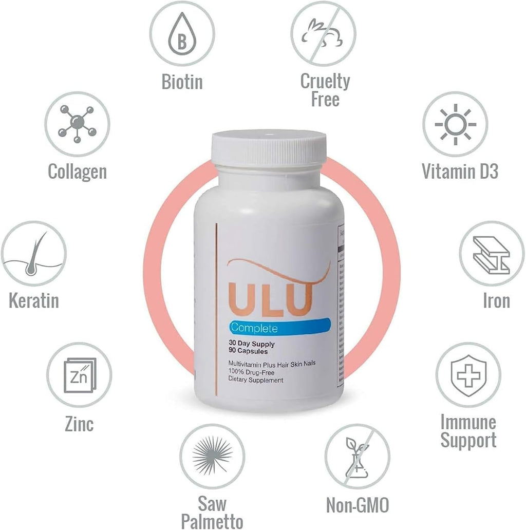 ULULIFE Multivitamínico Completo para Hombres y Mujeres - Biotina, Colágeno, Keratina - 180 Cápsulas (60 Días)