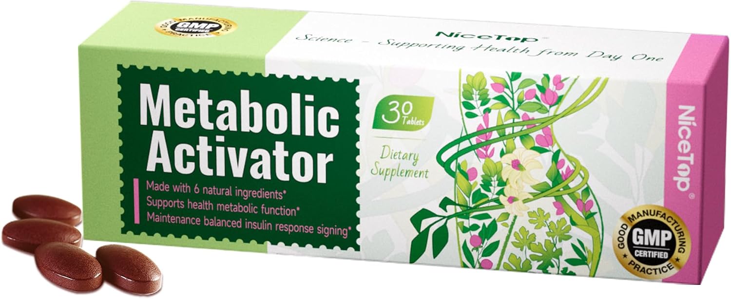 NiceTop Metabolic Activator - Complemento Alimenticio con Extracto de Hoja de Morera, Vitamina C y PQQ - 30 Comprimidos