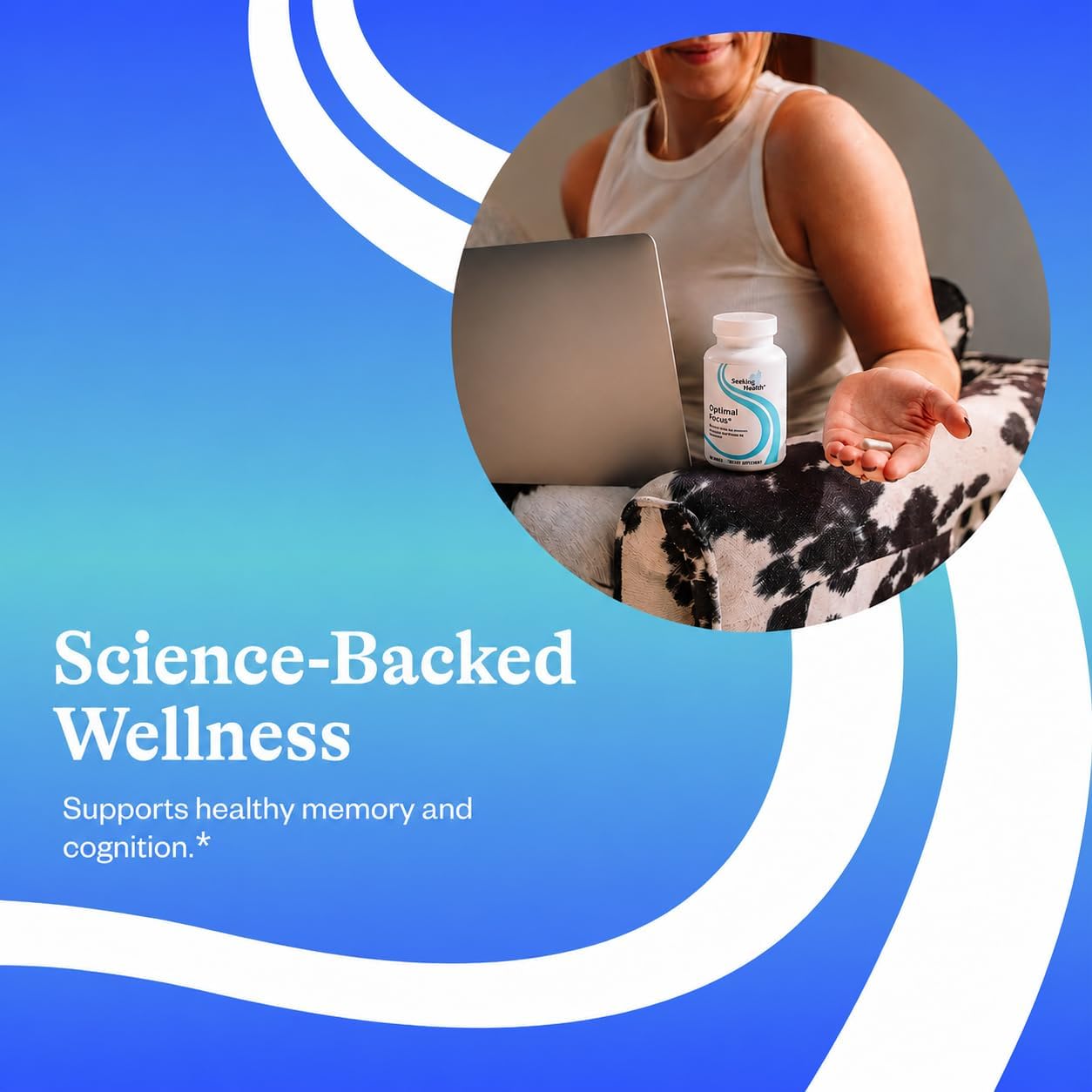 Seeking Health Optimal Focus – Suplemento Nootrópico para Memoria y Concentración, Sin Cafeína ni Estimulantes, con Colina, DHA de Algas y Ginseng Americano (60 Cápsulas)