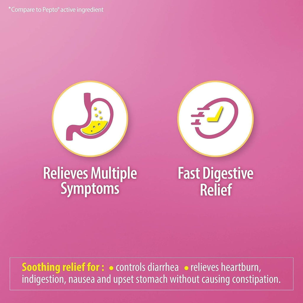 HealthA2Z® Bismuto | Subsalicilato de Bismuto 262 mg | Alivio Multisintomático | 50 Comprimidos Masticables