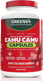 Greens+ SuperFruit Amazonian Camu Camu Supplement with Vitamins and Minerals, High ORAC Antioxidants, 400mg Natural Vitamin C, 120 Vegetable Capsules