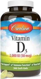 Carlson Vitamina D3 2000 UI (50 mcg) - 360 Cápsulas Blandas