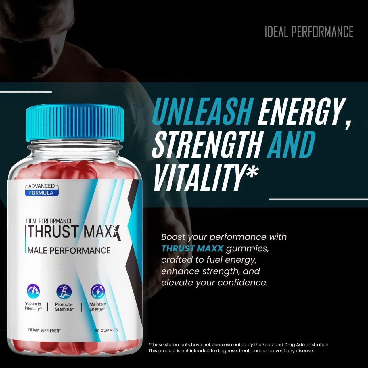 Thrust Maxx Gummies - Gomitas de Suplemento para Hombres - Fórmula Avanzada de Máxima Potencia (60 Gomitas)