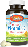 Carlson - Vitamina C Masticable para Niños, 250 mg, Sabor Mandarina, 60 tabletas vegetarianas