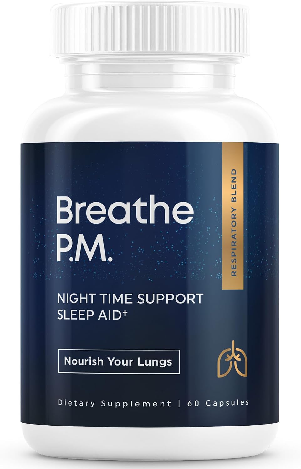 BREATHE PM, Cápsulas Nocturnas 6 en 1 con Mullein para la Salud Pulmonar (60 Cápsulas - 30 Días)