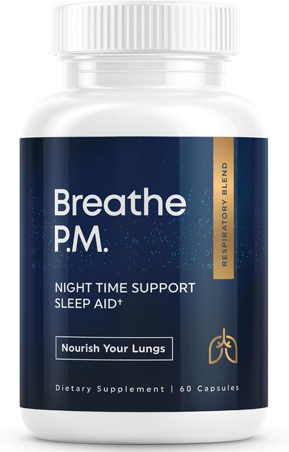 BREATHE PM, Cápsulas Nocturnas 6 en 1 con – Apoyo a la limpieza de las vías respiratorias: Ingredientes como el – Image 1